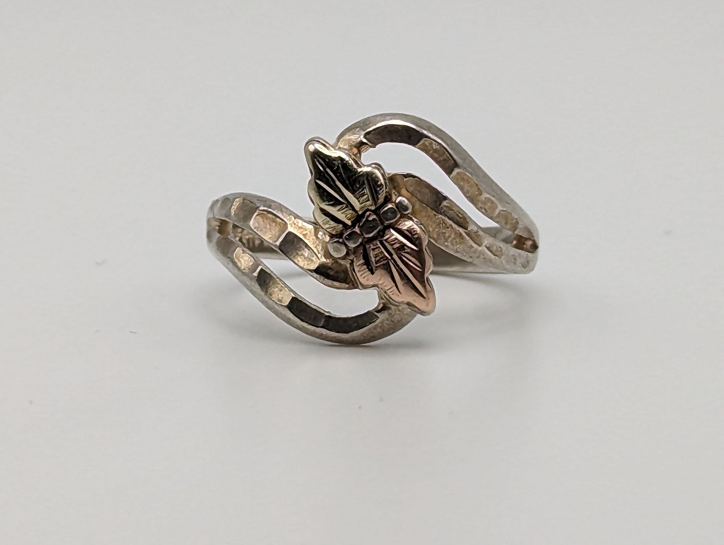 10k 12k Sterling Silver Leaf Black Hills Gold Promise Ring. Sterling Silver Antique Gold Leaf Ring Gold Leaf Ring.