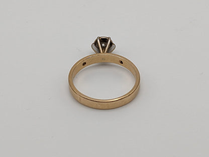 14k Yellow Gold Diamond Engagement Ring. 14k Yellow Gold Engagement Promise Ring. Antique 14k Diamond Solitare.