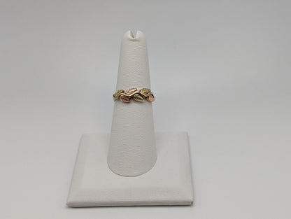 10k 12k Black Hills Gold Promise Ring Multi-tone Gold Black Hills Signet Ring 10k/12k Black Hill Band. Rose Gold Leaf Ring.