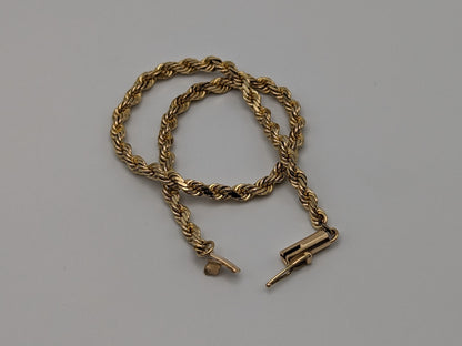 14k Yellow Gold 6.6 gram Rope 8" Bracelet Chain