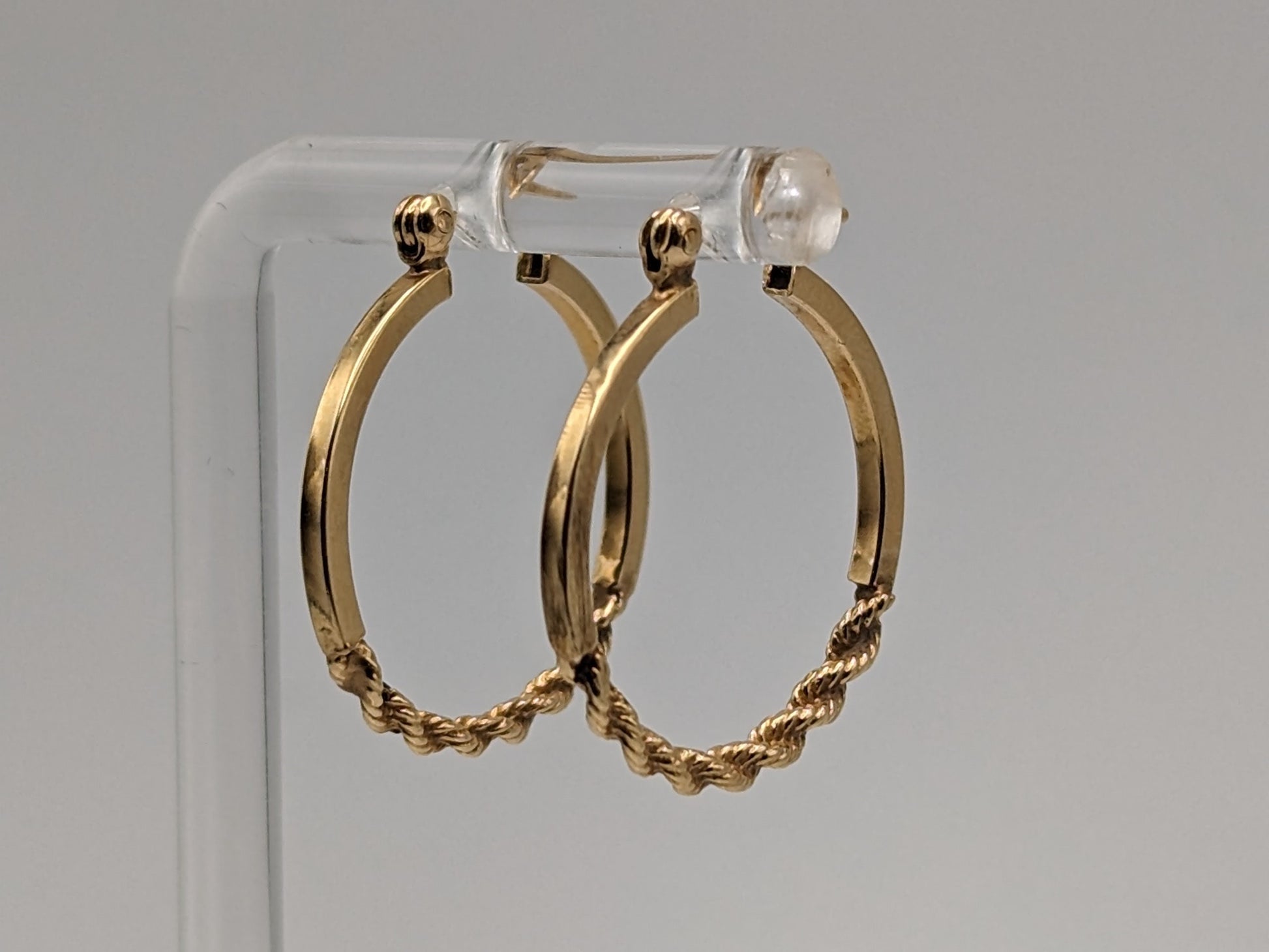 14k Gold Twisted Rope Hoop Earrings. Wire Hoop Earrings Real Solid 14K Yellow Gold