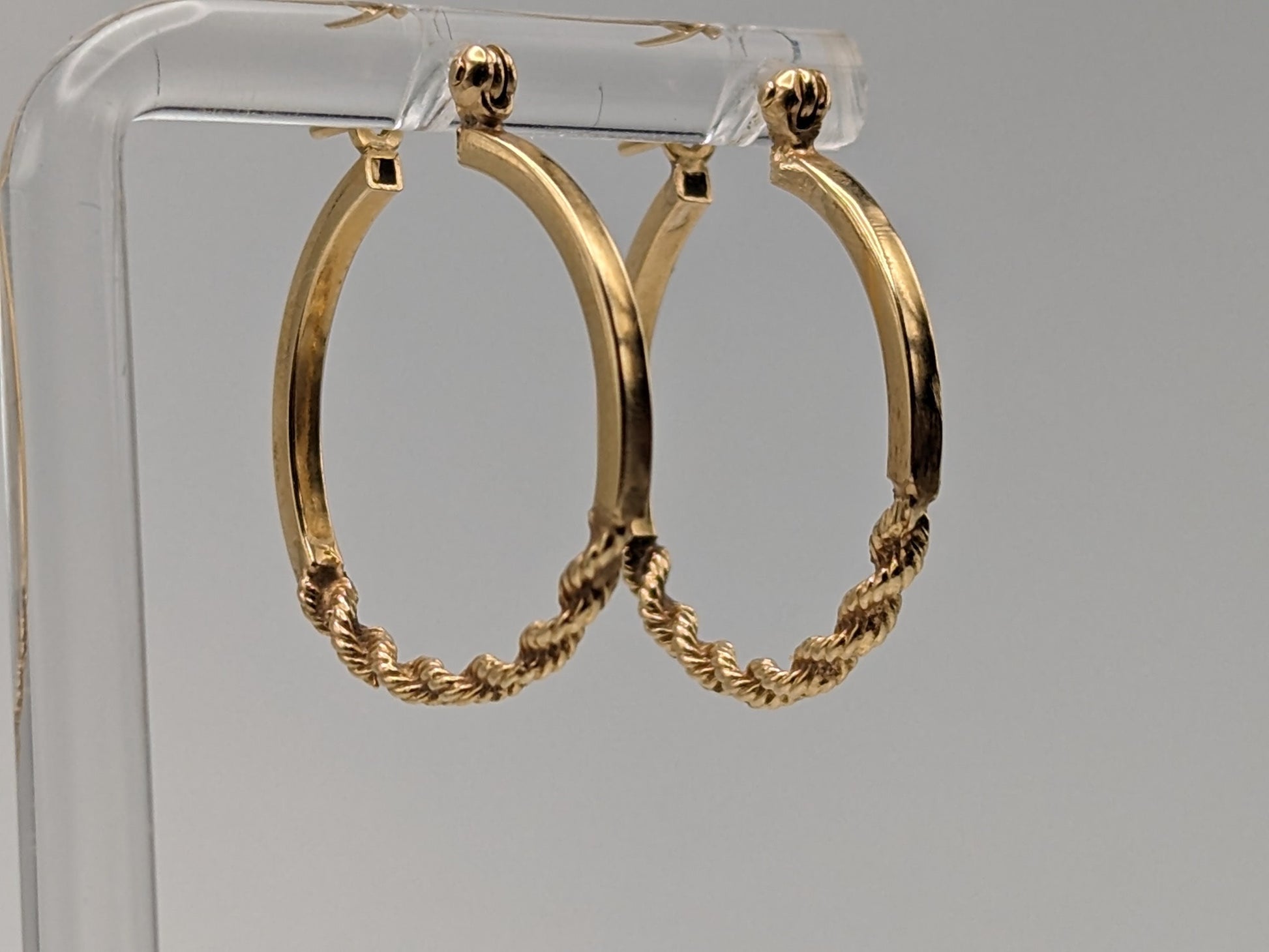 14k Gold Twisted Rope Hoop Earrings. Wire Hoop Earrings Real Solid 14K Yellow Gold