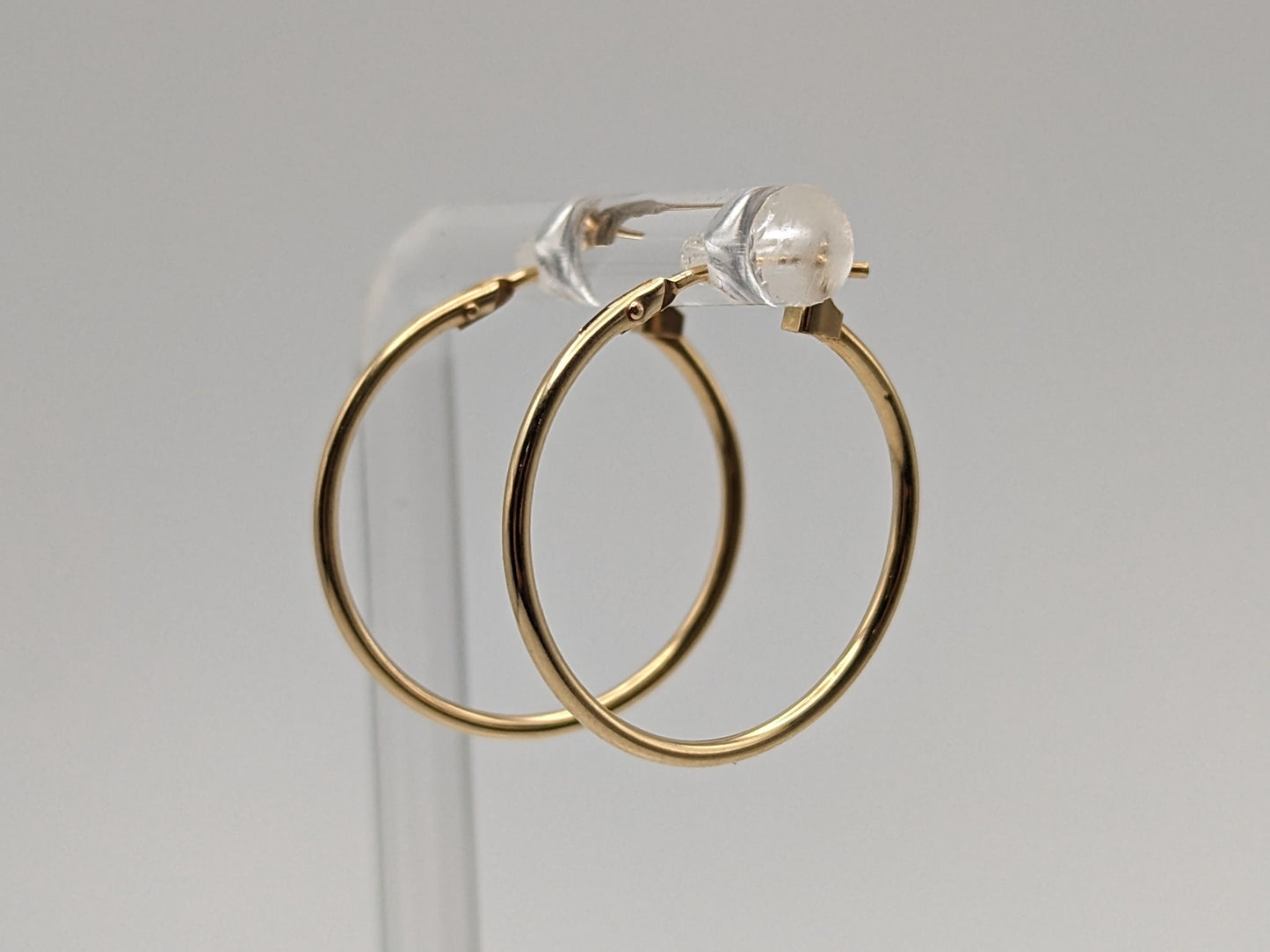 14k Yellow Gold Classic Medium Hoop Earrings Dainty Gold Hoops