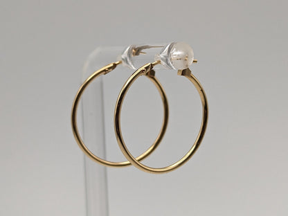 14k Yellow Gold Classic Medium Hoop Earrings Dainty Gold Hoops