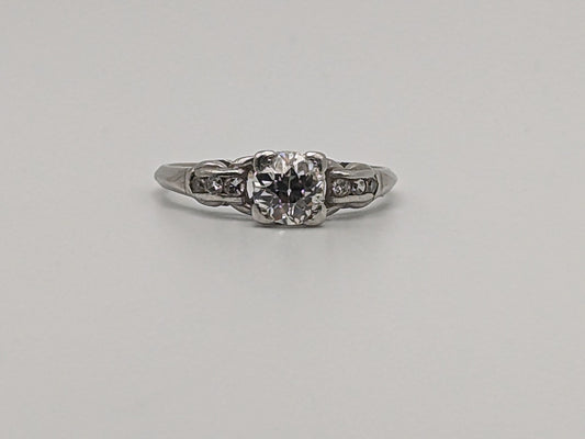 APPRAISED! Platinum .79ct Diamond Engagement Ring. European Cut Bridal Diamond Band