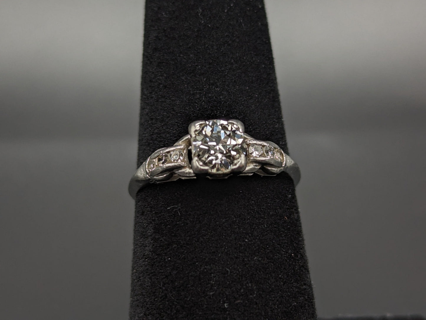 APPRAISED! Platinum .79ct Diamond Engagement Ring. European Cut Bridal Diamond Band