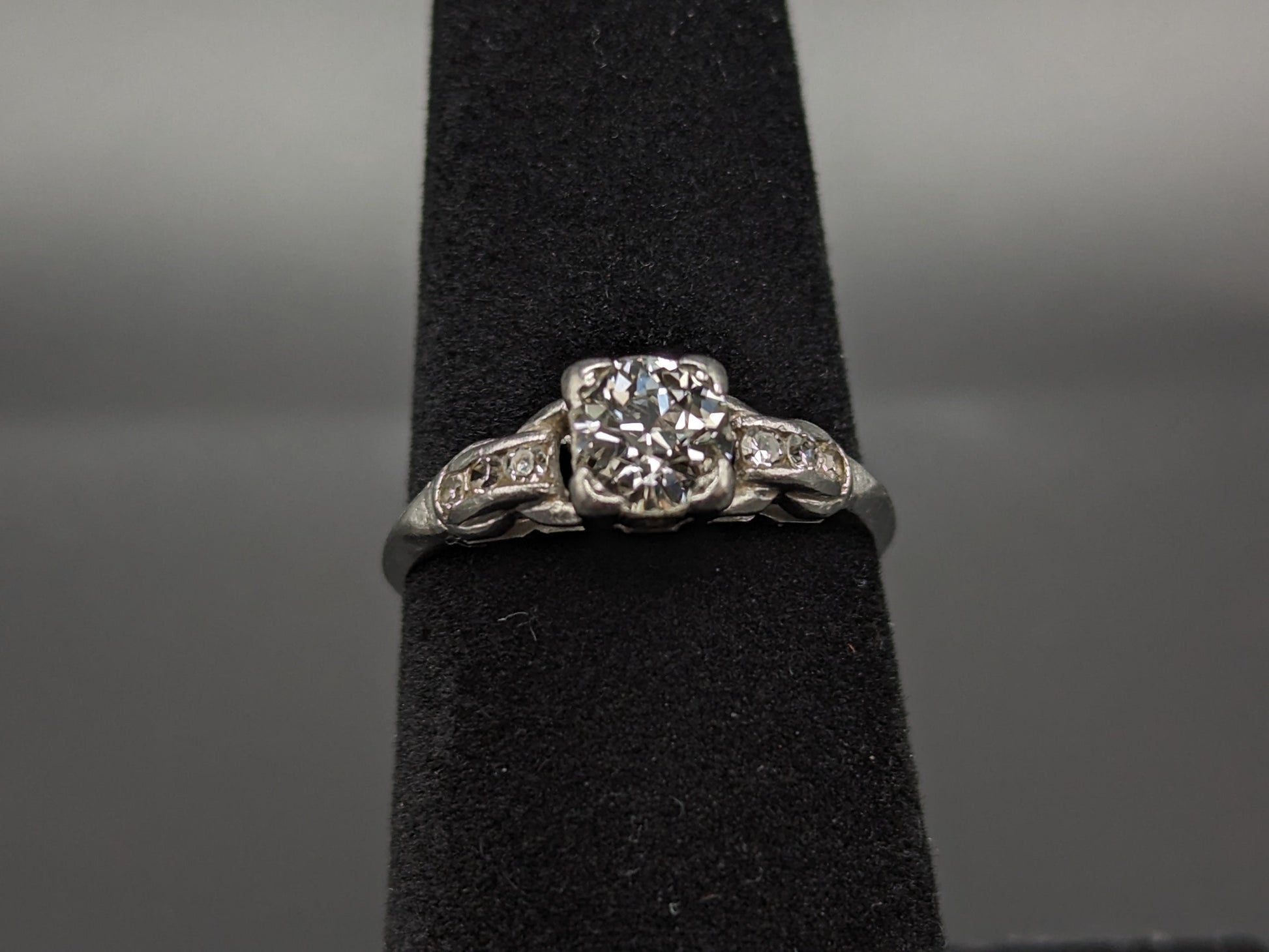 APPRAISED! Platinum .79ct Diamond Engagement Ring. European Cut Bridal Diamond Band