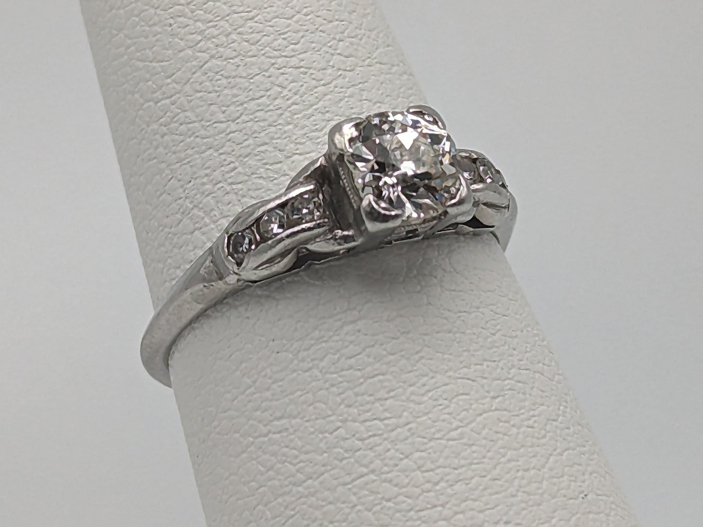 APPRAISED! Platinum .79ct Diamond Engagement Ring. European Cut Bridal Diamond Band