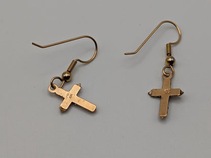 10k 12k Black Hills Gold Cross Dangle Earrings Multi Color Vintage Dangle Gold Cross Earrings BHG