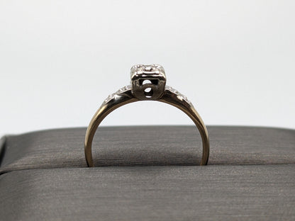 Antique Art Deco 14k Yellow Gold Cathedral Diamond Engagement Wedding Ring
