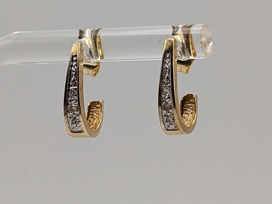 10k Yellow Gold Diamond Huggie Style Hoop Earrings Womens Diamond Huggie Earrings