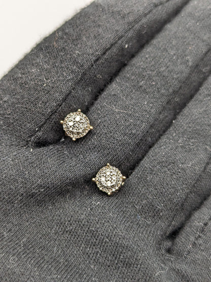 10k Antique Art Deco Diamond Studs Round Yellow Gold Diamond Earrings