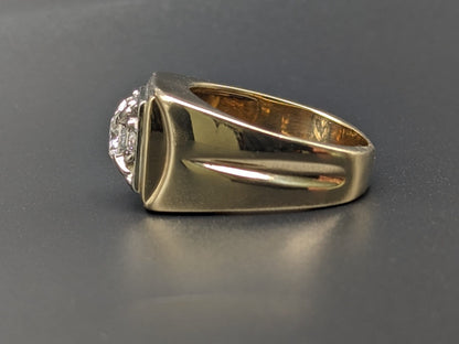 APPRAISED! Heavy 14k 1.1ct Large Diamond Wedding Gold Band Mens Diamond Signet Ring