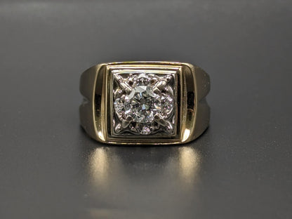 APPRAISED! Heavy 14k 1.1ct Large Diamond Wedding Gold Band Mens Diamond Signet Ring