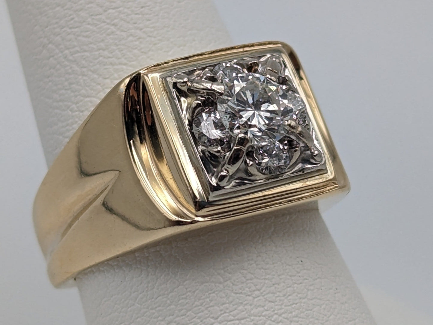 APPRAISED! Heavy 14k 1.1ct Large Diamond Wedding Gold Band Mens Diamond Signet Ring