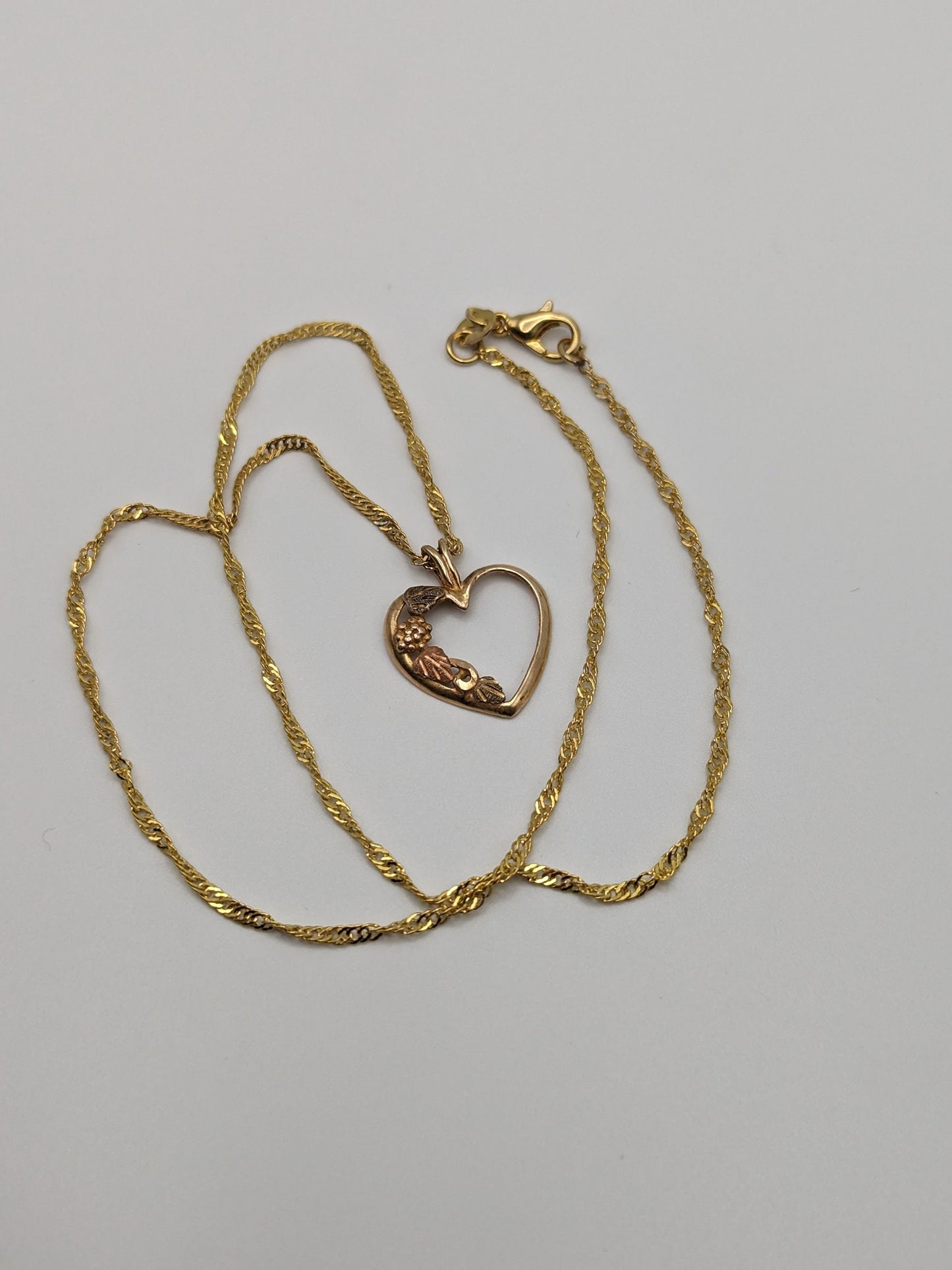 10k Black Hills Gold Heart Pendant. 10k Heart Vine and Leaf Pendant.