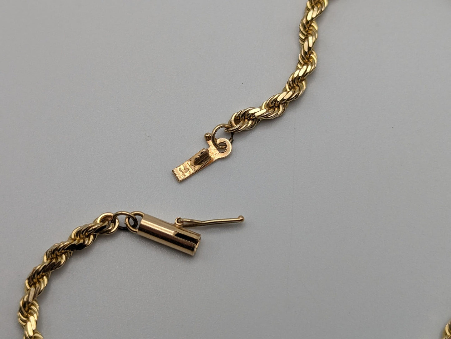 14k Yellow Gold 6.6 gram Rope 8" Bracelet Chain