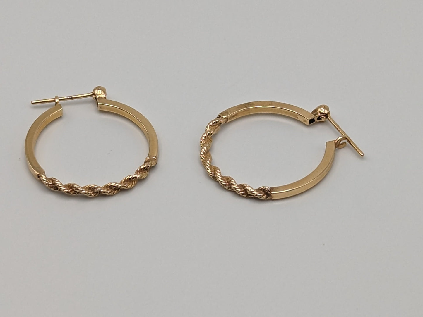 14k Gold Twisted Rope Hoop Earrings. Wire Hoop Earrings Real Solid 14K Yellow Gold