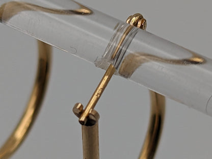 14k Yellow Gold Hallow Oval Hoop Dainty Earrings
