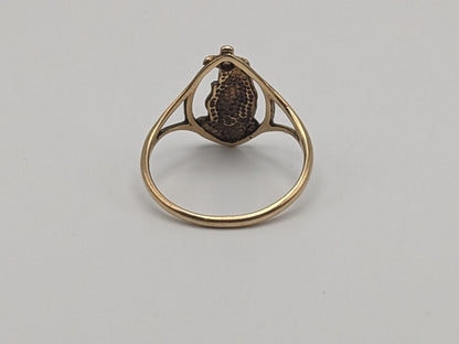 10k Yellow Gold Diamond Praying Hands Cross Ring Prayer Christian Religious Ring