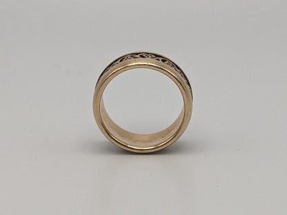 Heavy 7.1 gr 14k Columbia Yellow Gold Filigree Wide Ring Gold Cigar Wide Wedding Band 7.9"