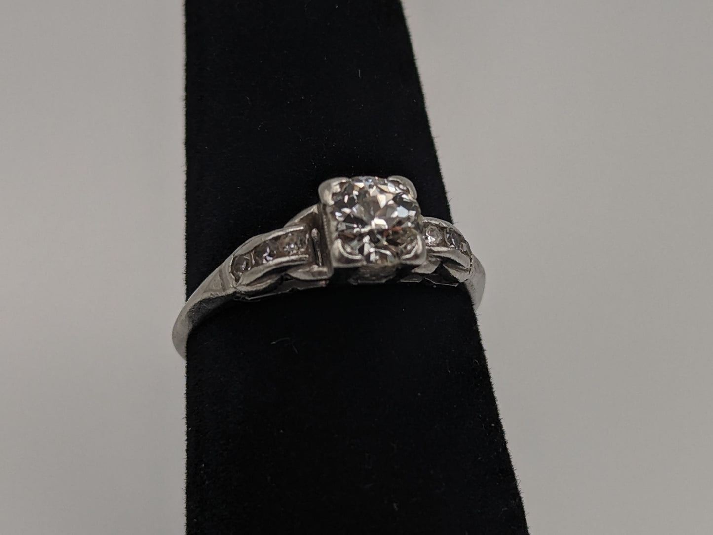 APPRAISED! Platinum .79ct Diamond Engagement Ring. European Cut Bridal Diamond Band