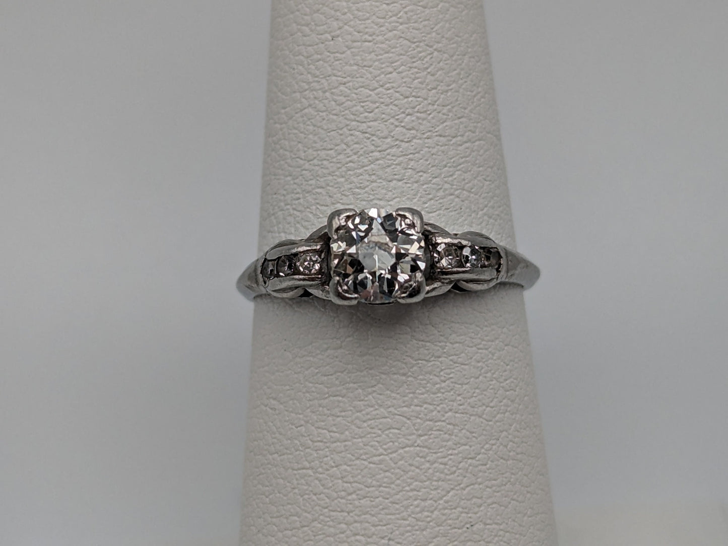 APPRAISED! Platinum .79ct Diamond Engagement Ring. European Cut Bridal Diamond Band