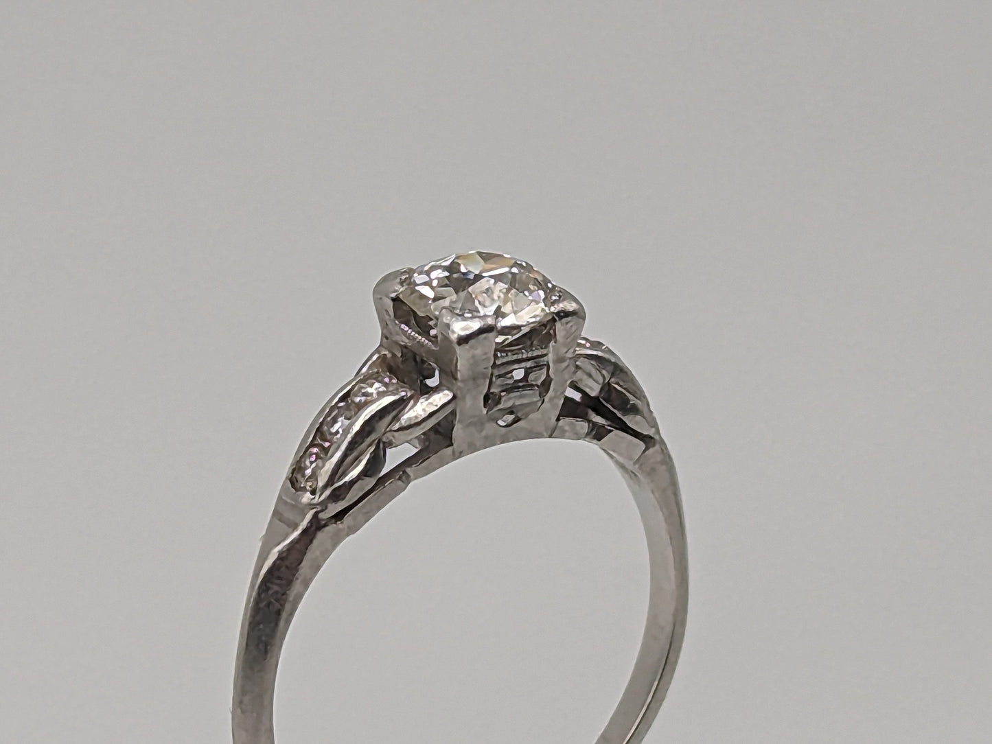 APPRAISED! Platinum .79ct Diamond Engagement Ring. European Cut Bridal Diamond Band