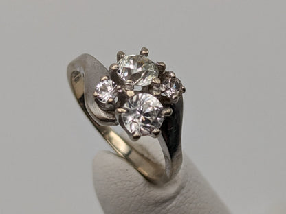 14k White Gold White Spinel Wedding Ring Quartz engagement band