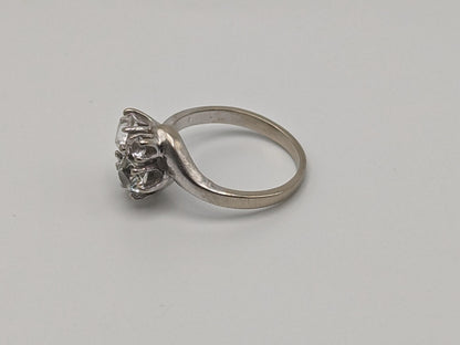 14k White Gold White Spinel Wedding Ring Quartz engagement band
