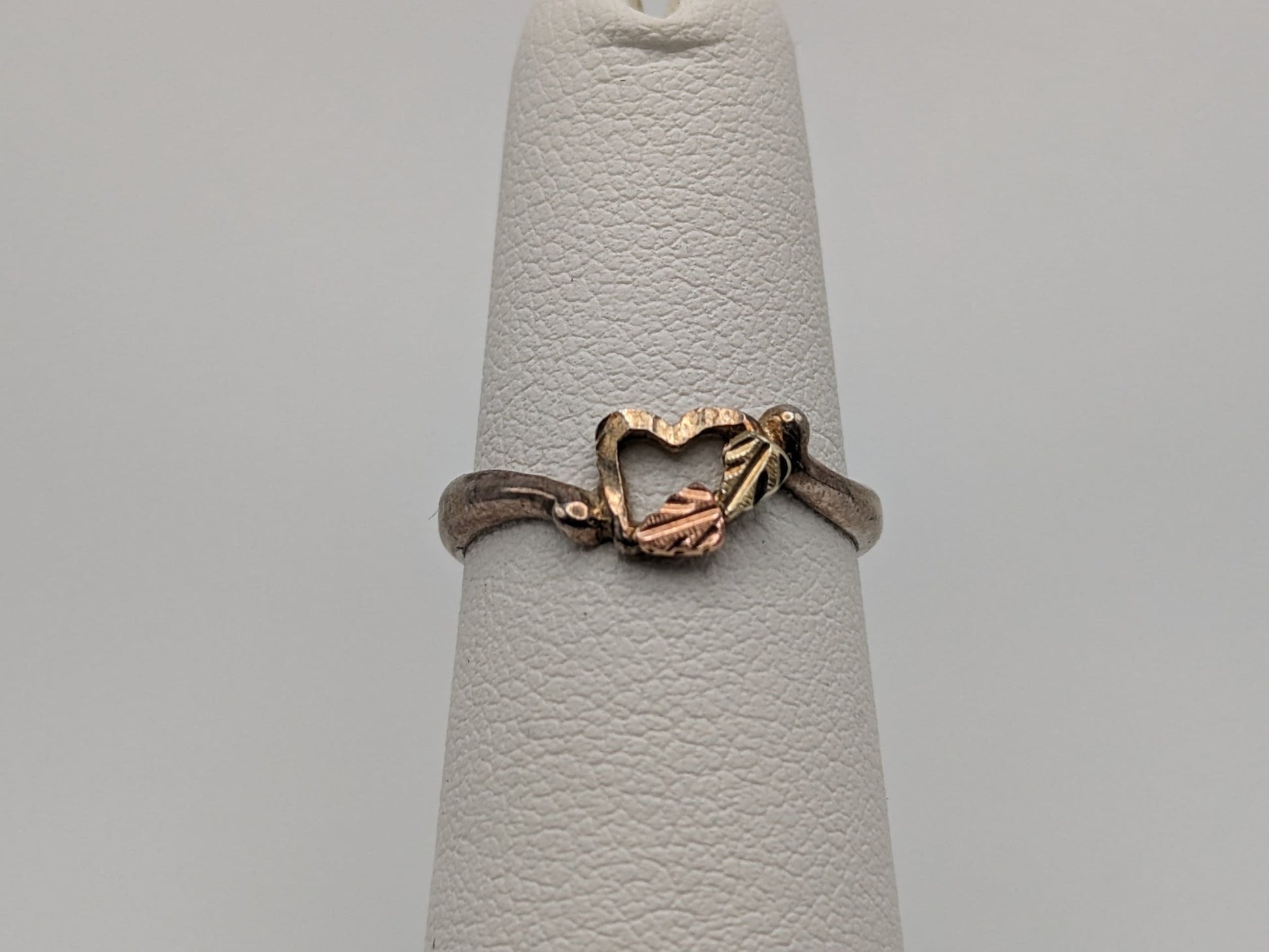 10k 12k Gold Sterling Silver Black Hills Gold Heart Ring Band Sterling Silver Heart Gold Ring.