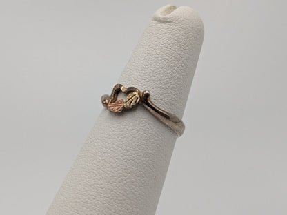 10k 12k Gold Sterling Silver Black Hills Gold Heart Ring Band Sterling Silver Heart Gold Ring.