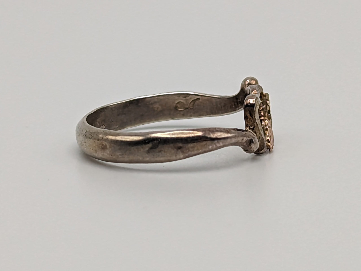 10k 12k Gold Sterling Silver Black Hills Gold Heart Ring Band Sterling Silver Heart Gold Ring.