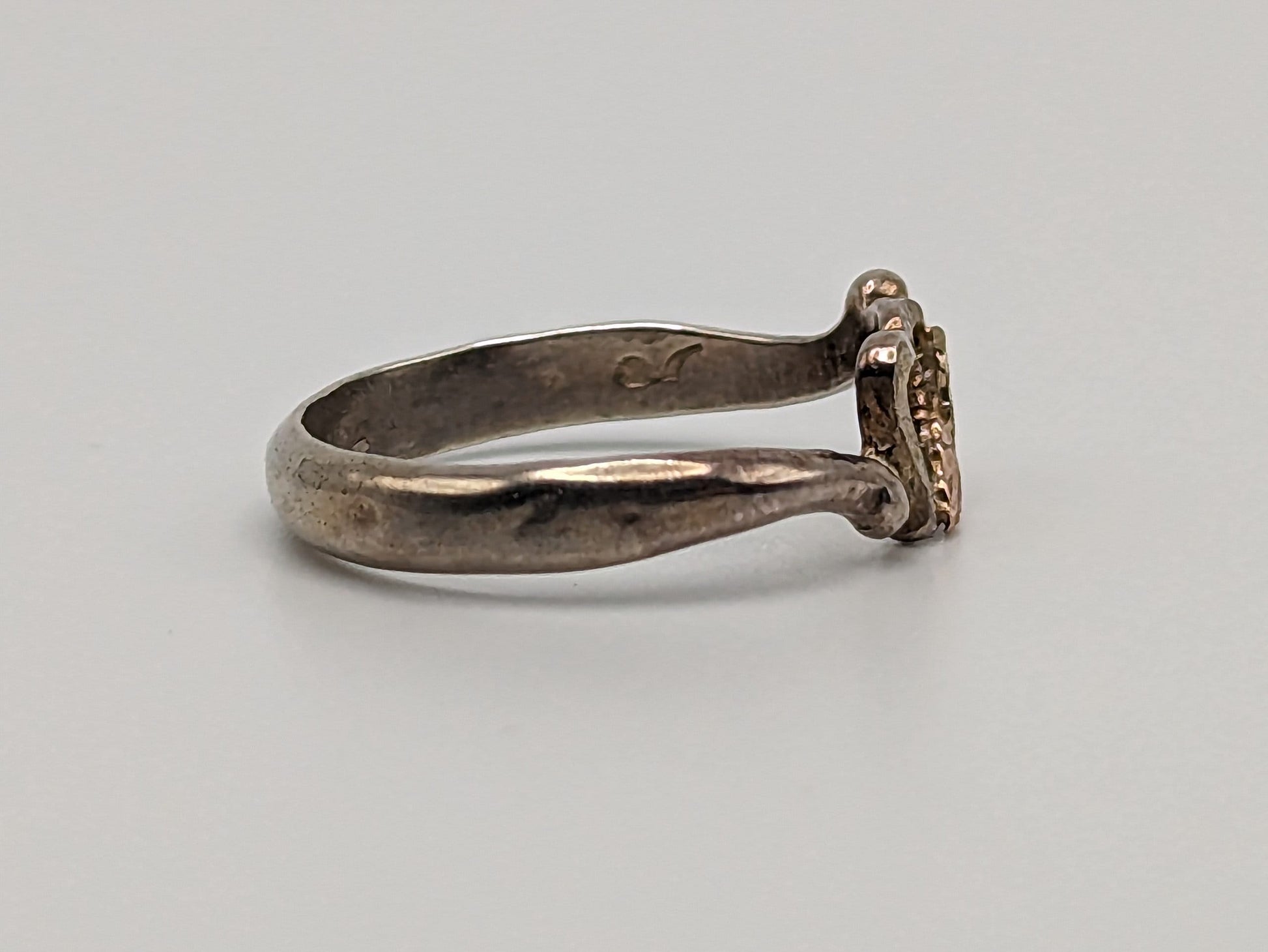 10k 12k Gold Sterling Silver Black Hills Gold Heart Ring Band Sterling Silver Heart Gold Ring.