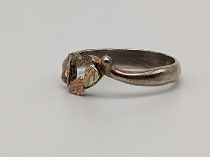10k 12k Gold Sterling Silver Black Hills Gold Heart Ring Band Sterling Silver Heart Gold Ring.
