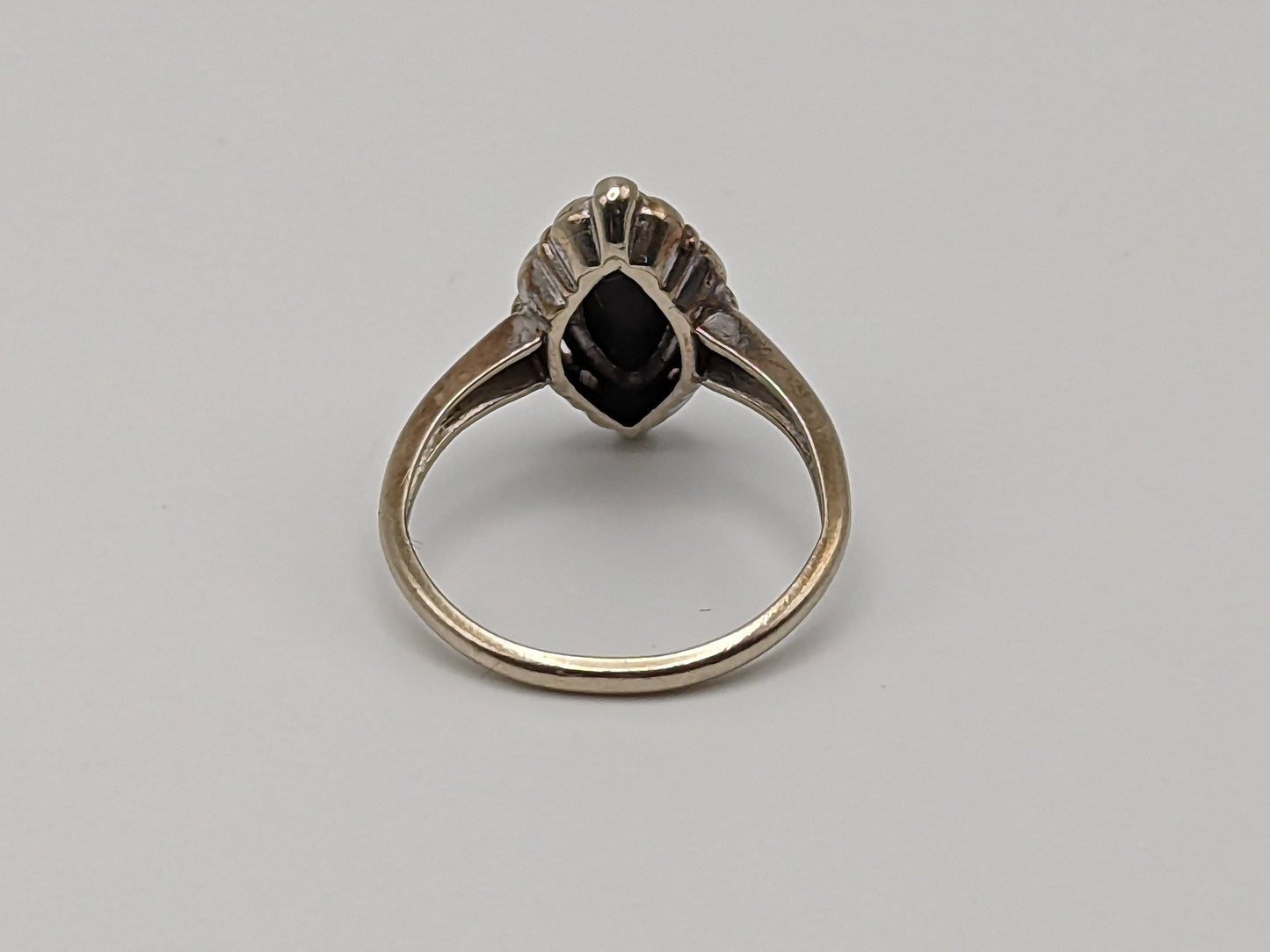 White Gold 14k Art Deco Black Onyx Ring. Midnight Black Onyx Ring Pinky Onyx Ring