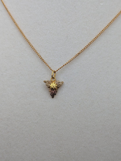 10k 12k Black Hills Rose Gold Leaf & Vine Pendant w Necklace 10K GF Chain. 10k Black Hills Gold Vine Pendant