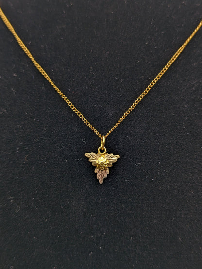 10k 12k Black Hills Rose Gold Leaf & Vine Pendant w Necklace 10K GF Chain. 10k Black Hills Gold Vine Pendant