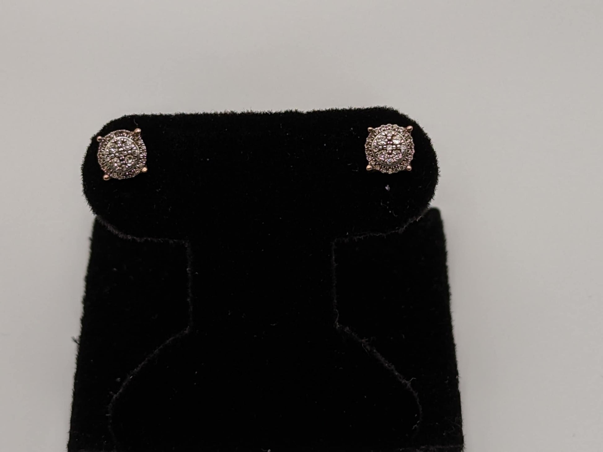 10k Antique Art Deco Diamond Studs Round Yellow Gold Diamond Earrings