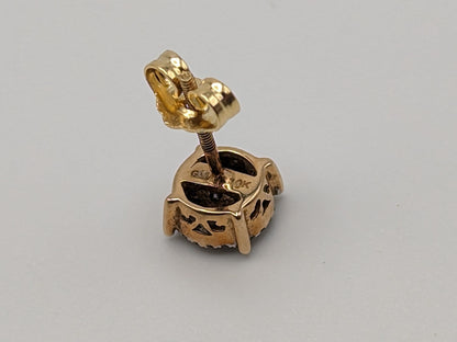 10k Antique Art Deco Diamond Studs Round Yellow Gold Diamond Earrings