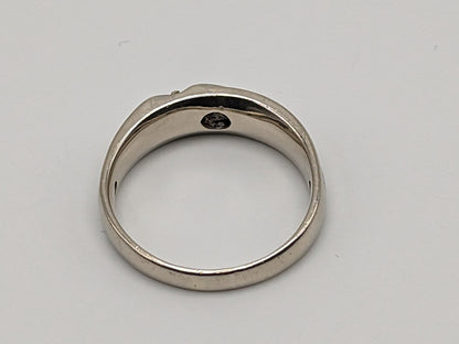 10k Heavy 5.2 gr White Gold 1/10ct Diamond Wedding Band White Gold Anniversary Ring 10k White Gold Mens Ring