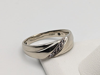 10k Heavy 5.2 gr White Gold 1/10ct Diamond Wedding Band White Gold Anniversary Ring 10k White Gold Mens Ring
