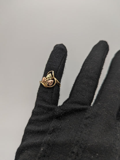 Vintagate 10k 12k Black Hills Gold Leaf Multi-tone Gold Signet Statement Ring