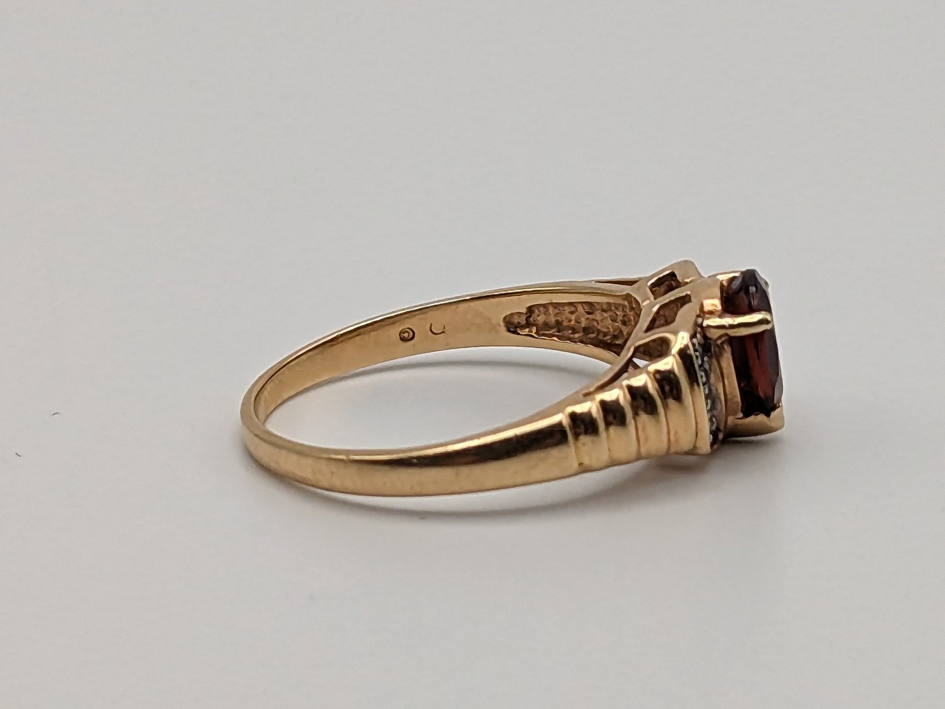 14k Yellow Gold Pear Cut Garnet Diamonds Ring Cocktail Ring Wedding Promise Band