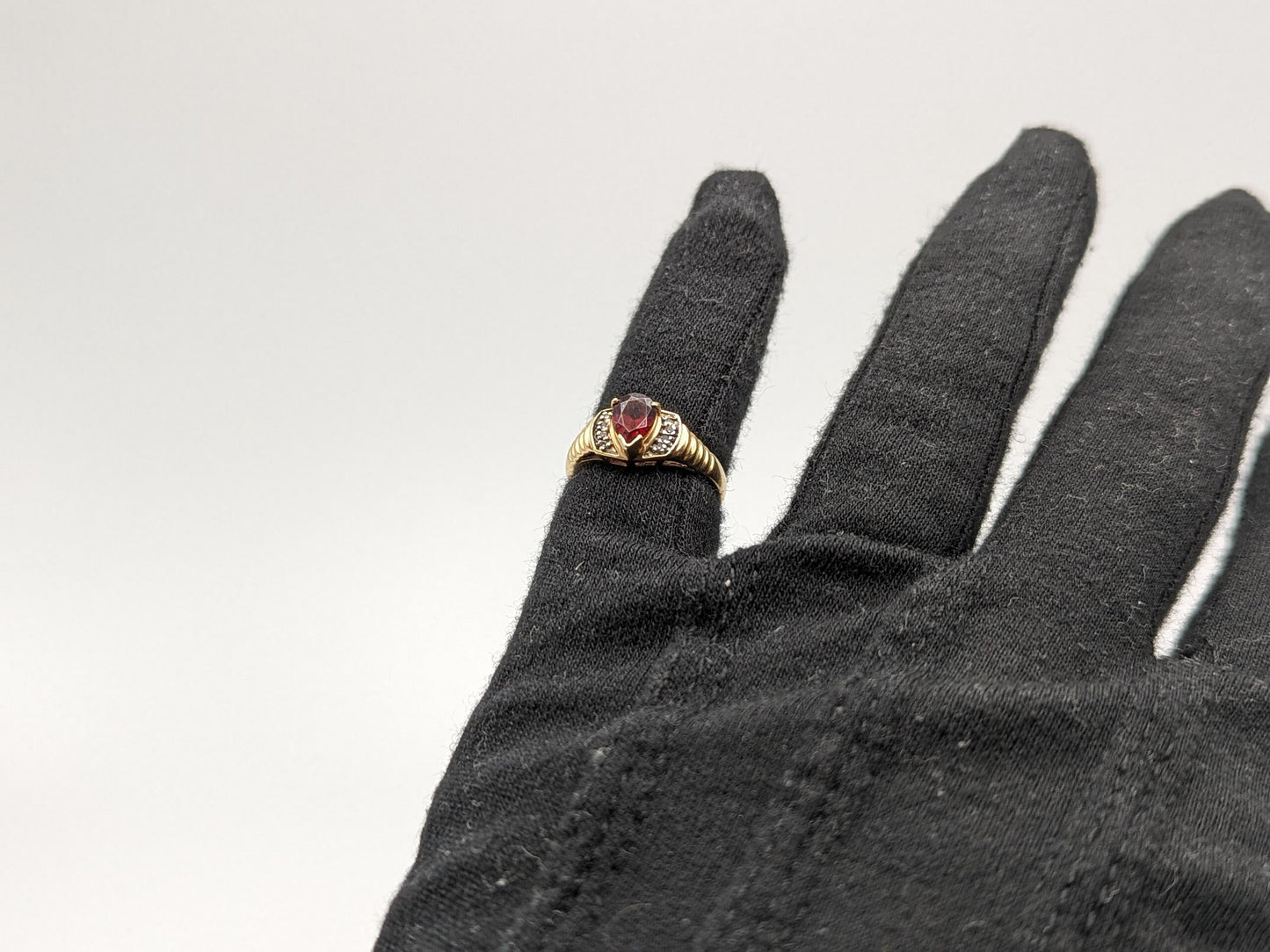 14k Yellow Gold Pear Cut Garnet Diamonds Ring Cocktail Ring Wedding Promise Band