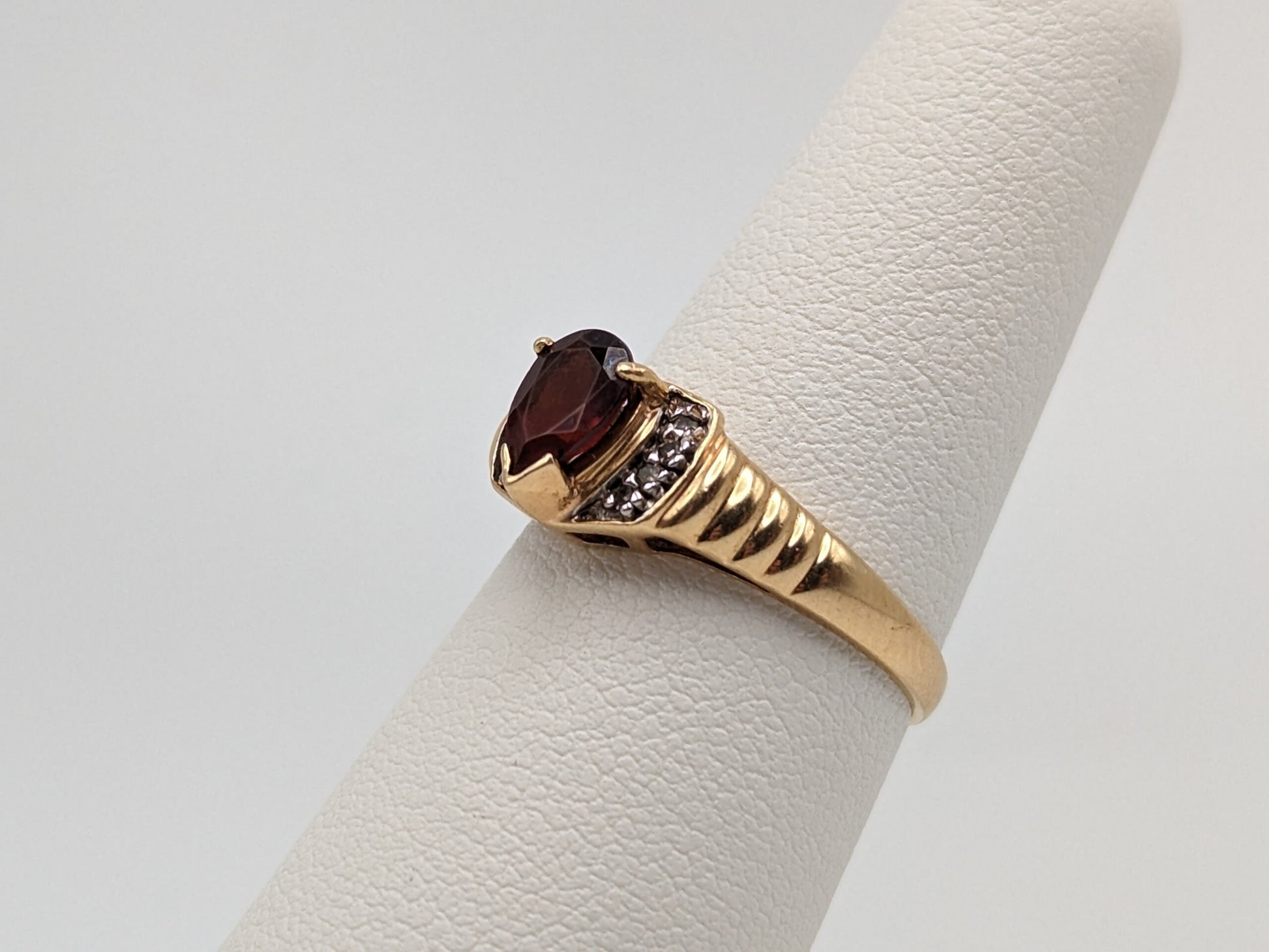 14k Yellow Gold Pear Cut Garnet Diamonds Ring Cocktail Ring Wedding Promise Band