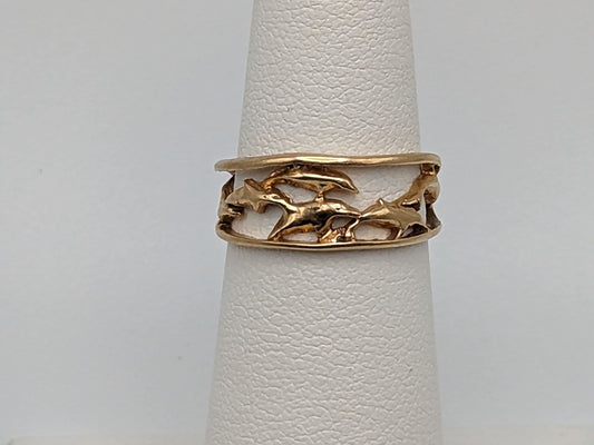 14k Yellow Gold Dolpine Ring. Gold Dolphine Ring.