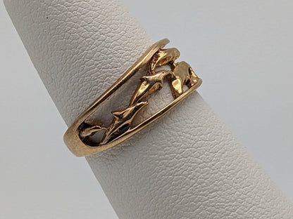 14k Yellow Gold Dolpine Ring. Gold Dolphine Ring.