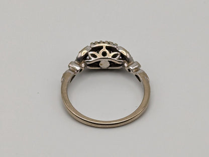 10K White Gold Square Diamond Engagement Bridal Ring Illusion Set Diamond Wedding Band
