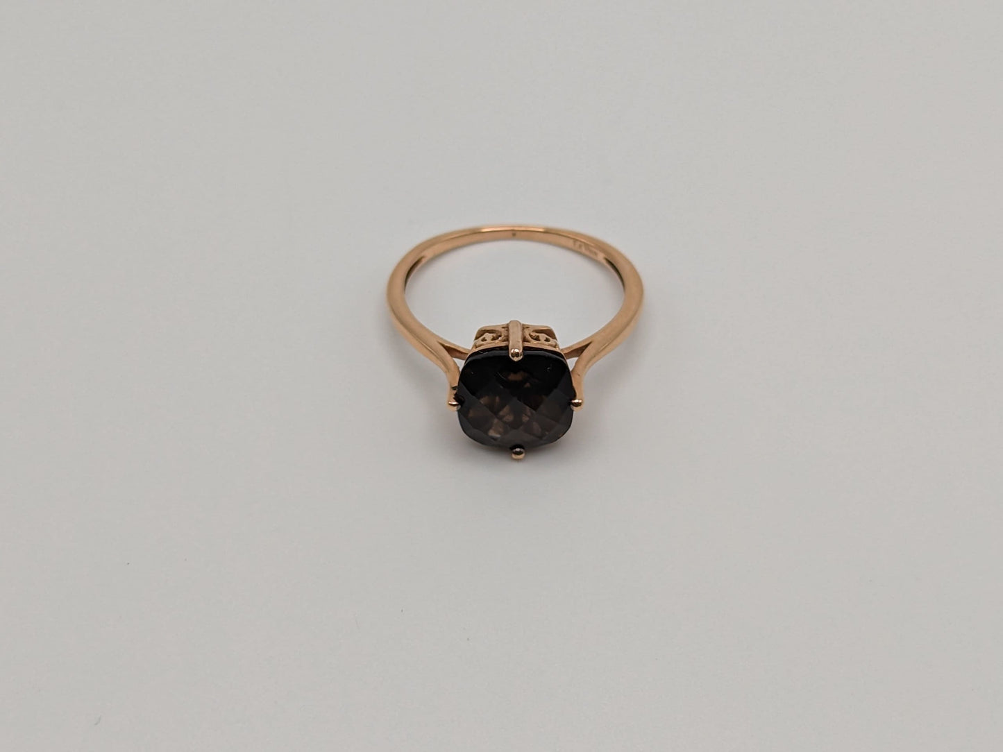 LeVian 14k Yellow Gold Chocolate Smoky Quartz Square Statement Wdding Cocktail Ring